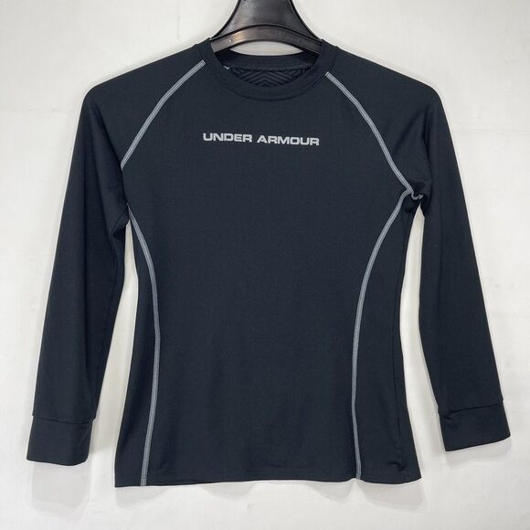 Under Armour Cold Gear Size L young Coure Ajustee Black Long Sleeve Tee - Picture 1 of 16